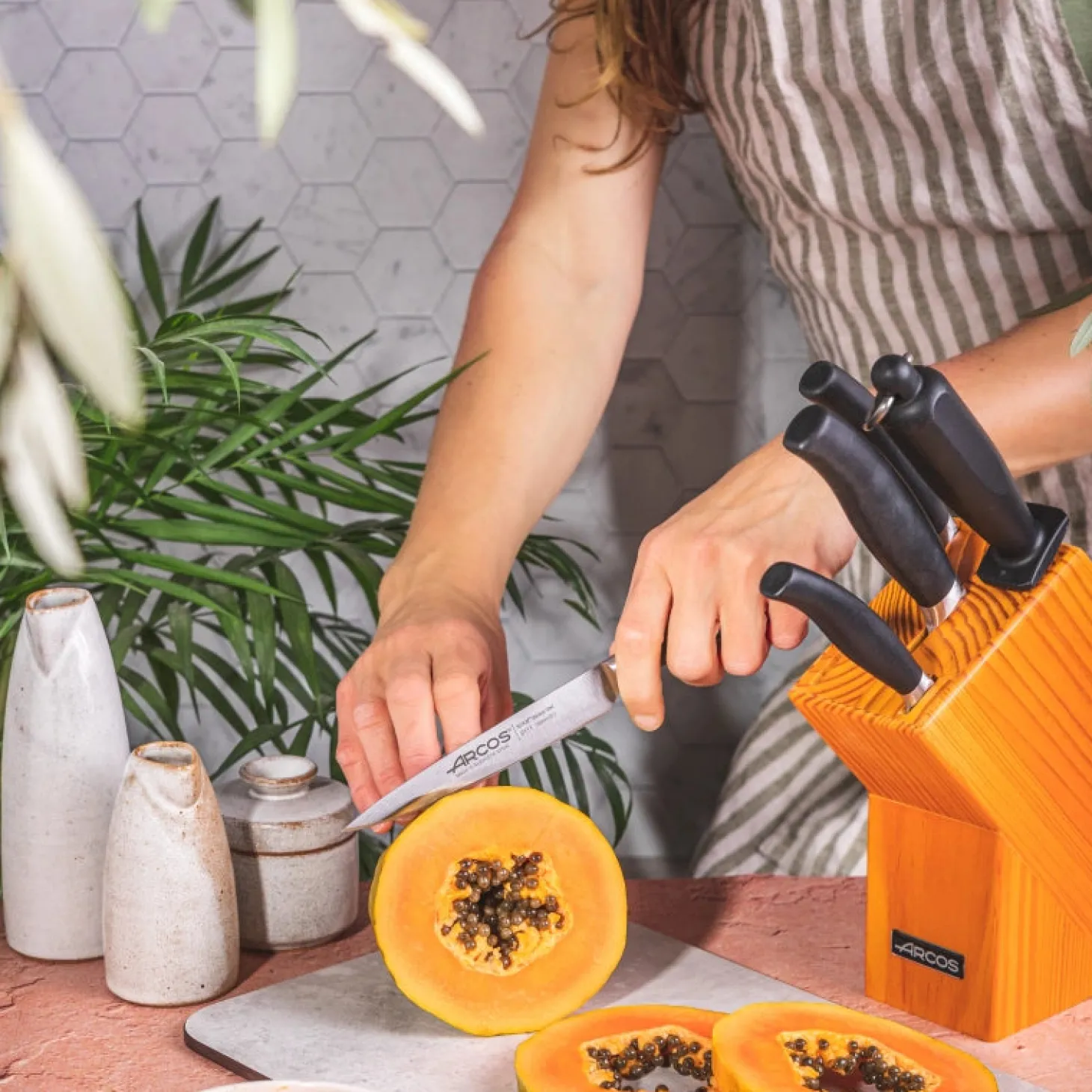 Bloc Couteaux 4 Pcs. Série Clara + Fusil