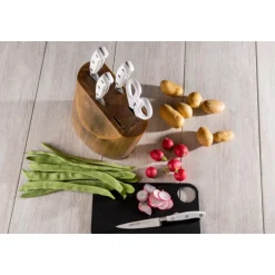 Bloc couteaux 4 pcs. Série Riviera Blanc + Ciseaux