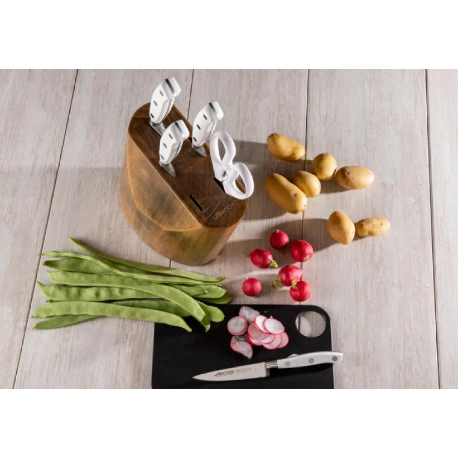 Bloc couteaux 4 pcs. Série Riviera Blanc + Ciseaux