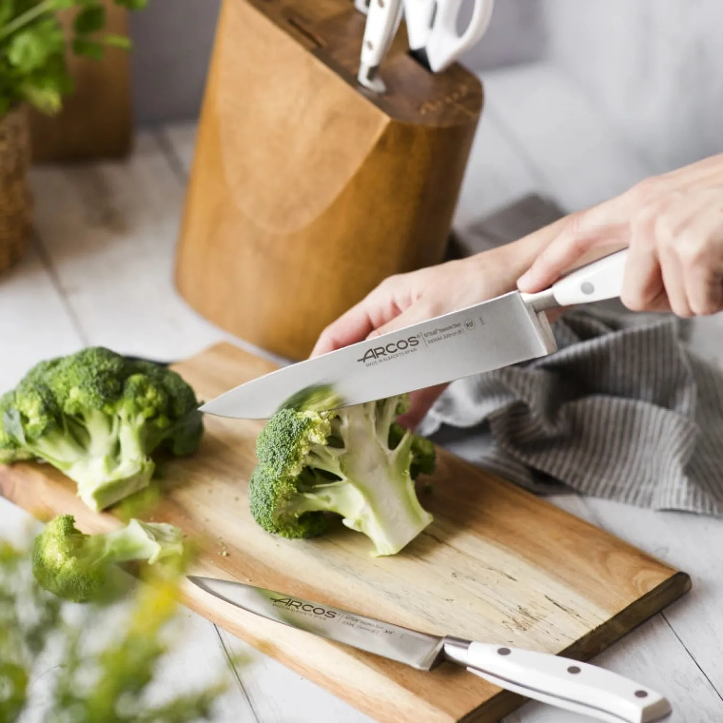 Bloc couteaux 4 pcs. Série Riviera Blanc + Ciseaux