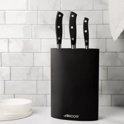 Bloc oval rangement couteaux fibres synthétiques amovibles noir 220 x 160 x 65 mm