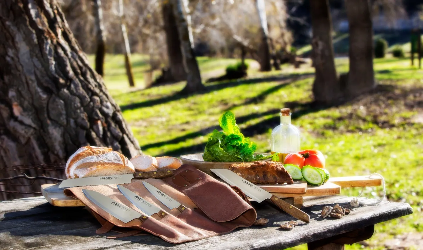 Bolsa de piel + 5 cuchillos Serie Nórdika