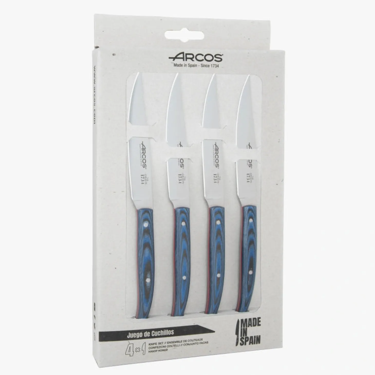 Coffret 4 couteaux à steak The Origin micarta bleu