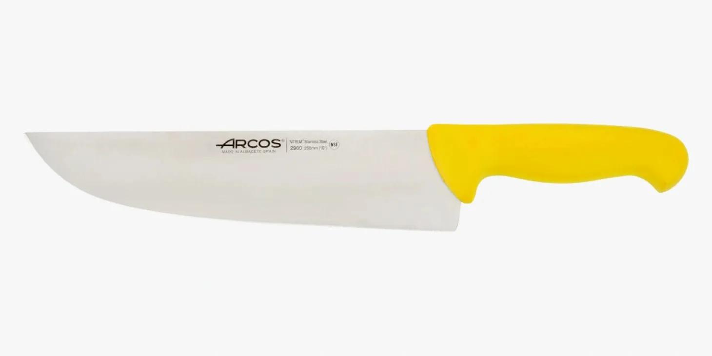 Couteau de boucher lame large jaune 2900 250 mm
