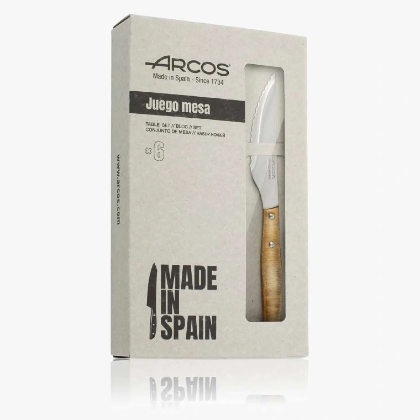 Set 6 couteaux à steak/pizza/burger en bois de peuplier compatible LV beige 110 mm