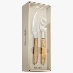 Set 6 couteaux steaks et 6 fourchettes bois de peuplier