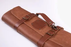 Trousse pour couteaux en cuir et accessoires métalliques, capacité 10 places